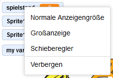 Scratch3, Anzeigeoptionen für Variablen