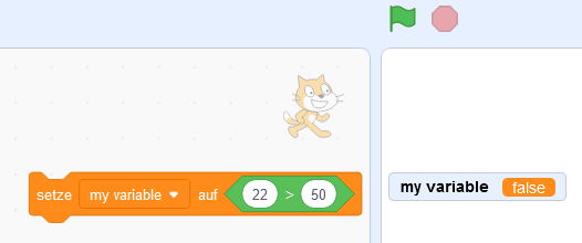 Scratch3, Variable mit logischem Wert